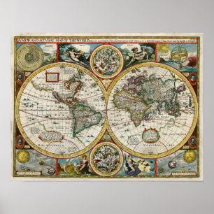 1627 Wereldkaart Poster
