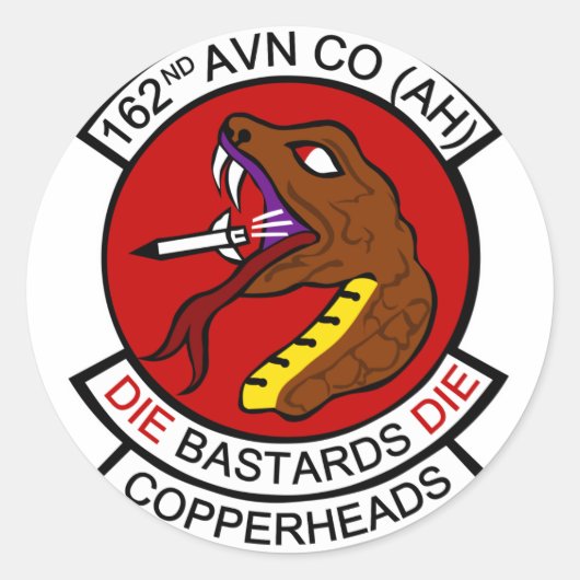162e Avn Co. (AH) Copperhead Ronde Sticker (Voorkant)