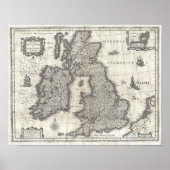 1631 Blaeu Map of the England, Scotland & Ireland Poster (Voorkant)