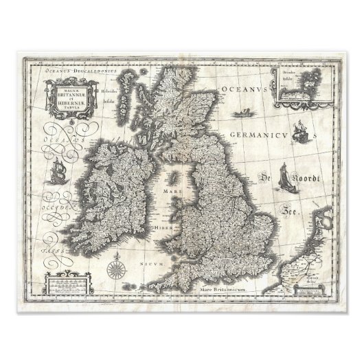 1631 Map of the British Isles by Joan Blaeu Foto Afdruk (Voorkant)