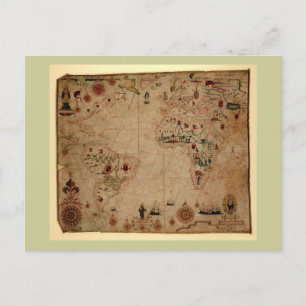 1633 Atantic Ocean Portolan Chart - Pascoal Roiz Briefkaart