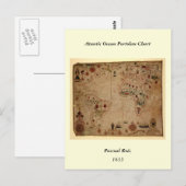 1633 Atantic Ocean Portolan Chart - Pascoal Roiz Briefkaart (Voorkant / Achterkant)