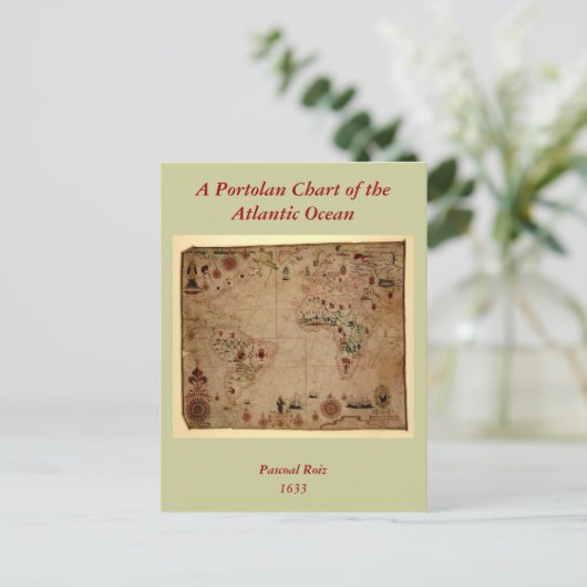 1633 Atantic Ocean Portolan Chart - Pascoal Roiz Briefkaart (Staand voorkant)