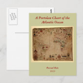 1633 Atantic Ocean Portolan Chart - Pascoal Roiz Briefkaart (Voorkant / Achterkant)