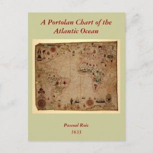 1633 Atantic Ocean Portolan Chart - Pascoal Roiz Briefkaart