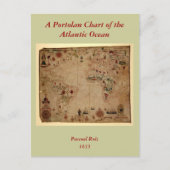 1633 Atantic Ocean Portolan Chart - Pascoal Roiz Briefkaart (Voorkant)