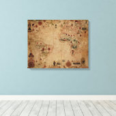 1633 Atantic Ocean Portolan Chart - Pascoal Roiz Canvas Afdruk (Insitu (Houten vloer))