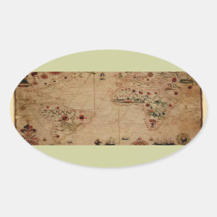 1633 Atantic Ocean Portolan Chart - Pascoal Roiz Ovale Sticker