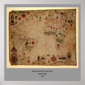 1633 Atantic Ocean Portolan Chart - Pascoal Roiz Poster (Voorkant)