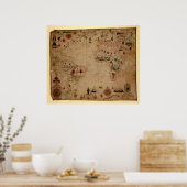 1633 Atantic Ocean Portolan Chart - Pascoal Roiz Poster (Keuken)