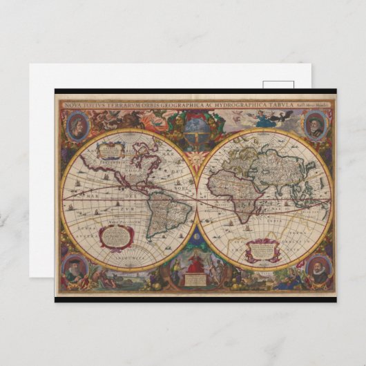 1633 Nova Totius Terrarum Orbis Geographica Briefkaart (Voorkant / Achterkant)