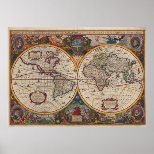1633 Nova Totius Terrarum Orbis Geographica Poster (Voorkant)