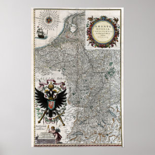 1634 Rijn- en Moselle-rivierkaart Poster