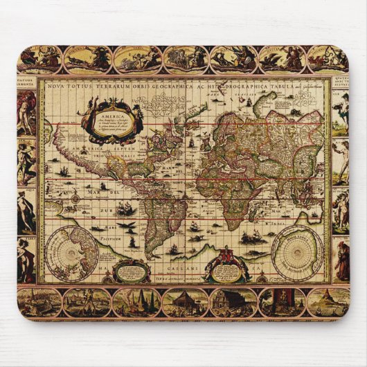 1635 Wereldkaart Mousepad Muismat (Voorkant)