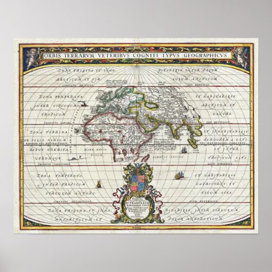 1650 Jansson Kaart van de Oude Wereld Poster (Voorkant)