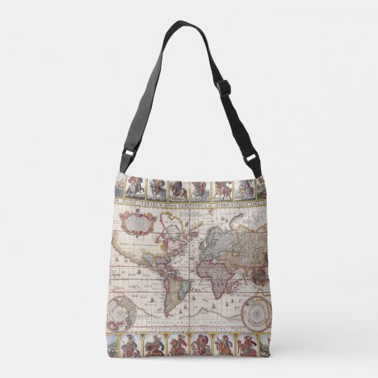 1652 Kaart van de wereld, Wereldkaart Doncker Zee  Crossbody Tas (Achterkant)