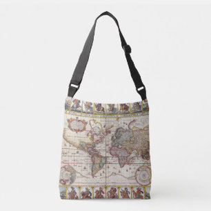 1652 Kaart van de wereld, Wereldkaart Doncker Zee  Crossbody Tas