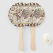 1652 Kaart van de wereld, Wereldkaart Doncker Zee  Handwaaier (Voorkant en achterkant)