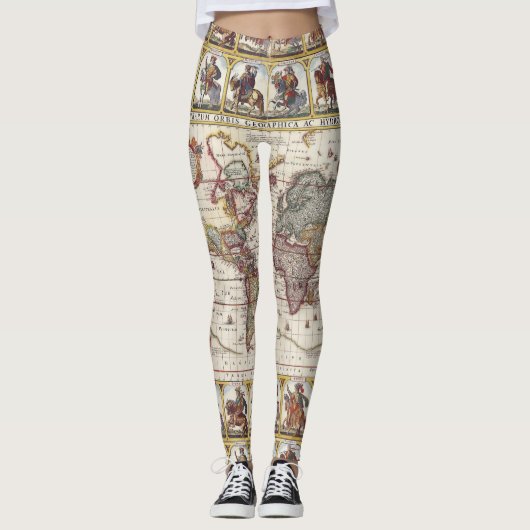 1652 Kaart van de wereld, Wereldkaart Doncker Zee  Leggings (Voorkant)