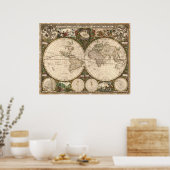 1660 Kaart van de wereld Poster (Keuken)