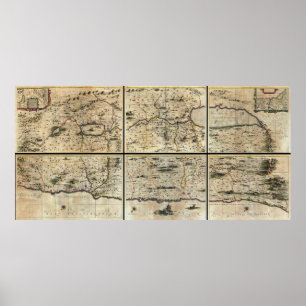 1662 Janson Hornius Heilige Land Israël Palestina  Poster