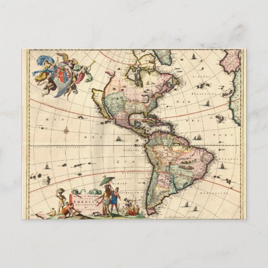 1670 Amerika kaart ansichtkaart (Voorkant)