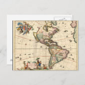 1670 Amerika Kaart Briefkaart (Voorkant / Achterkant)
