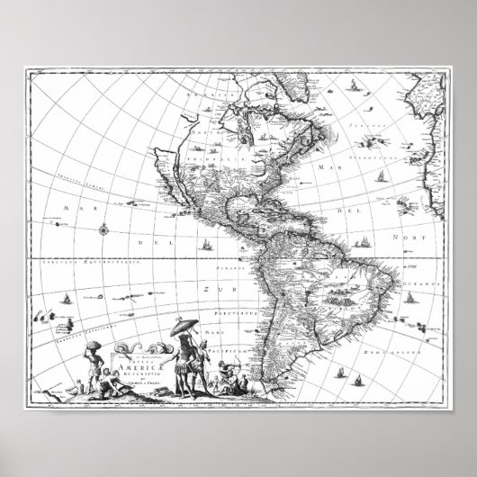 1671 Kaart naar Amerika Poster (Voorkant)