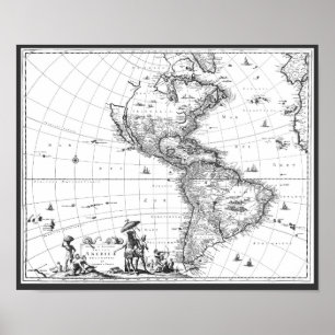 1671 Kaart naar Amerika Poster