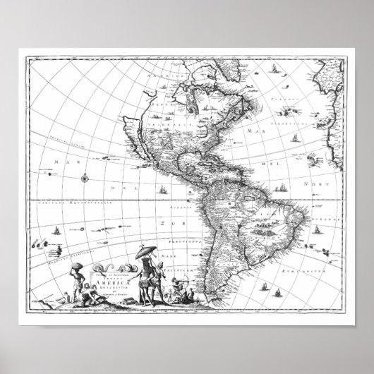 1671 Kaart naar Amerika Poster (Voorkant)