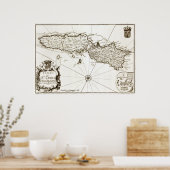 1671 St. Croix Maagdeneilanden Deense kaart West I Poster (Keuken)