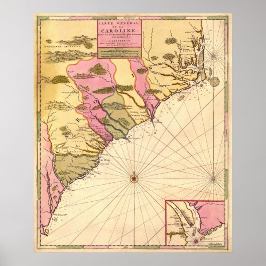 1683 South Carolina Kaart Poster (Voorkant)