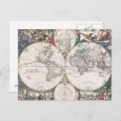 1685 Bormeester Map of the World Briefkaart (Voorkant / Achterkant)