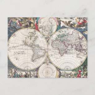 1685 Bormeester Map of the World Briefkaart