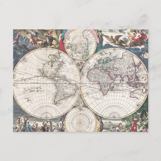 1685 Bormeester Map of the World Briefkaart (Voorkant)