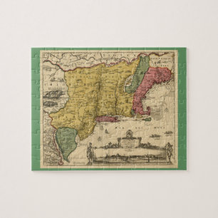 1685 Map - New Belgium, The New World, New England Legpuzzel