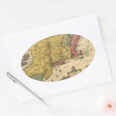 1685 Map - New Belgium, The New World, New England Ovale Sticker (Envelop)
