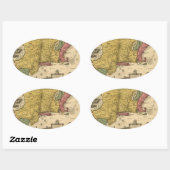 1685 Map - New Belgium, The New World, New England Ovale Sticker (Vel)