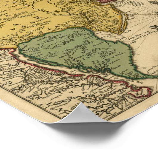 1685 Map - New Belgium, The New World, New England Poster (Hoek)