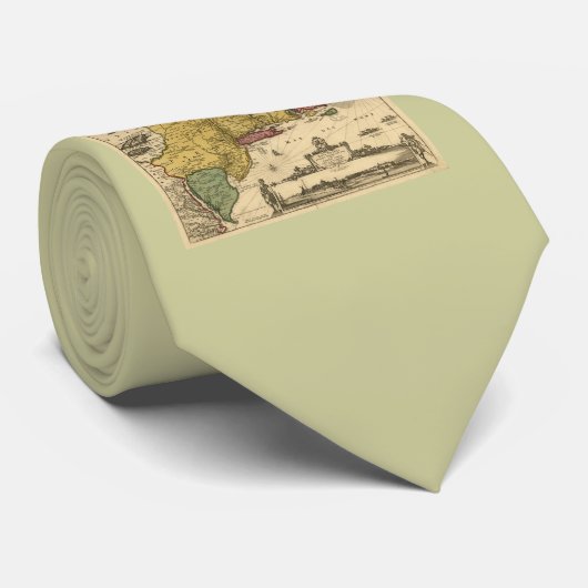 1685 Map - New Belgium, The New World, New England Stropdas (Opgerold)