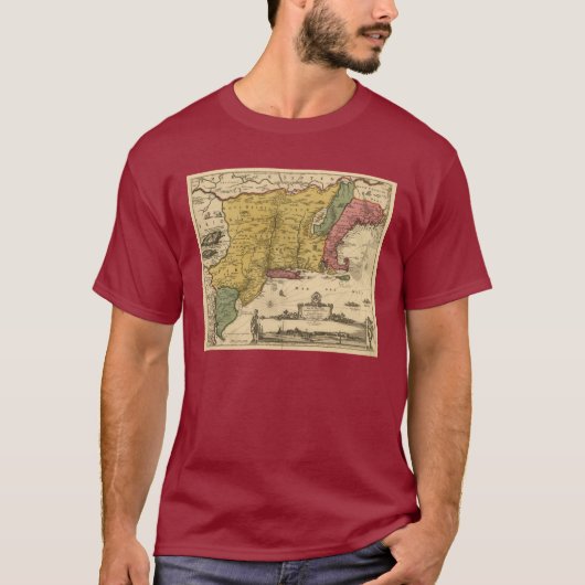 1685 Map - New Belgium, The New World, New England T-shirt (Voorkant)