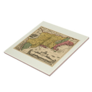 1685 Map - New Belgium, The New World, New England Tegeltje