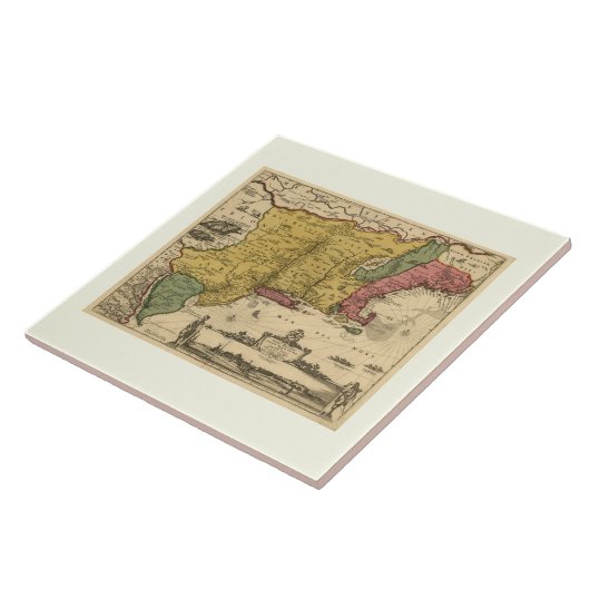 1685 Map - New Belgium, The New World, New England Tegeltje (Zijkant)