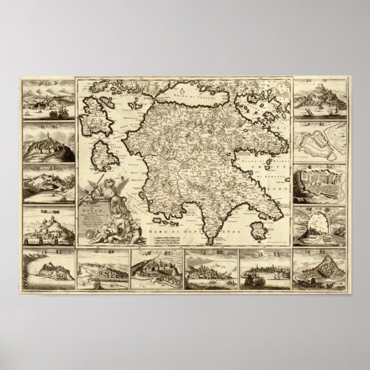 1688 Griekenland / Griekse Peloponesische kaart Poster (Voorkant)