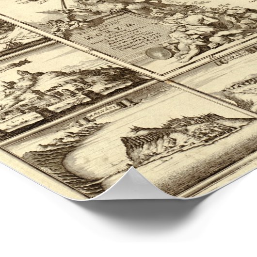 1688 Griekenland / Griekse Peloponesische kaart Poster (Hoek)