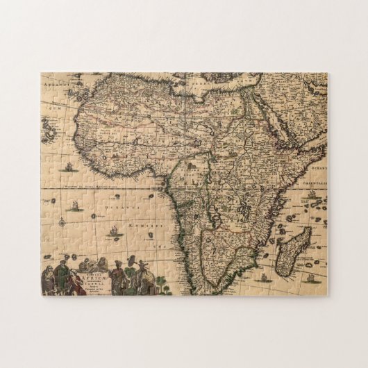 1688 Oude Wereldkaart van Afrika Jigzaag Puzzle Ga Legpuzzel (Horizontaal)