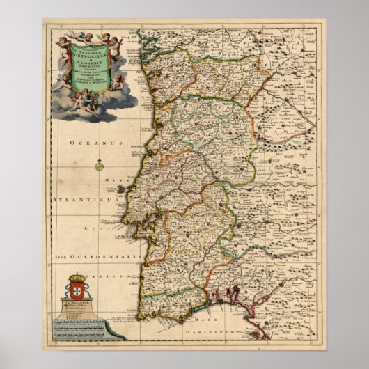 1690 Kaart van Portugal Poster (Voorkant)