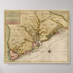 1696 Carolina Map Poster