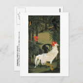 16. 棕 鶏 図, 若 palm Tree & Rooster, Jakuchu Briefkaart (Voorkant / Achterkant)