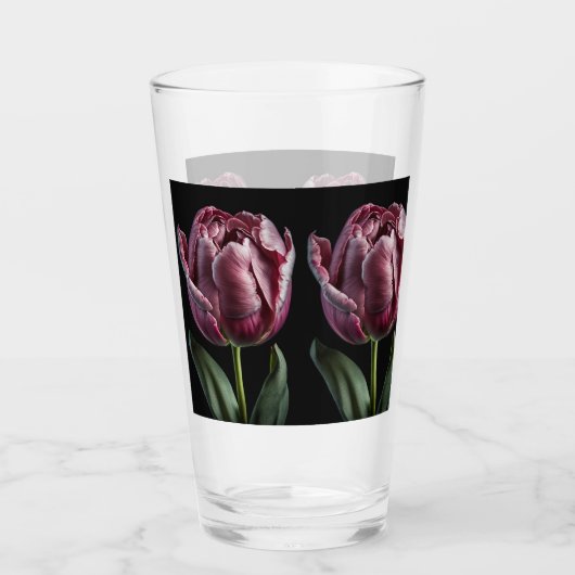 16 0z "Elegant Paarse Tulp" Amerikaanse stijl- Gla Glas (Voorkant)